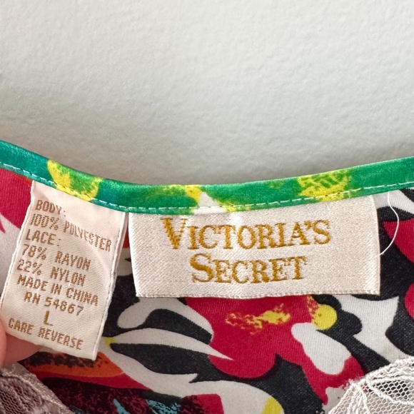 Victoria's Secret‎ Vintage Gold Tag Floral Noodle Strap Camisole Women's L - Picture 8 of 9